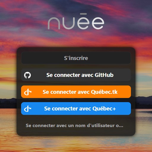 Écran de connexion de nuee.cc