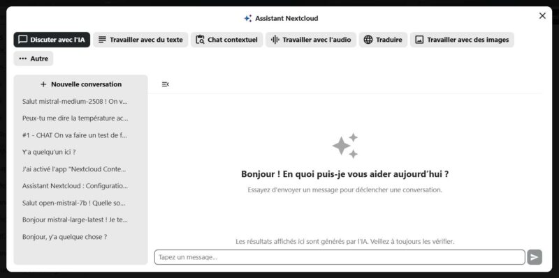 Assistant Nextcloud - Discuter avec l'IA
